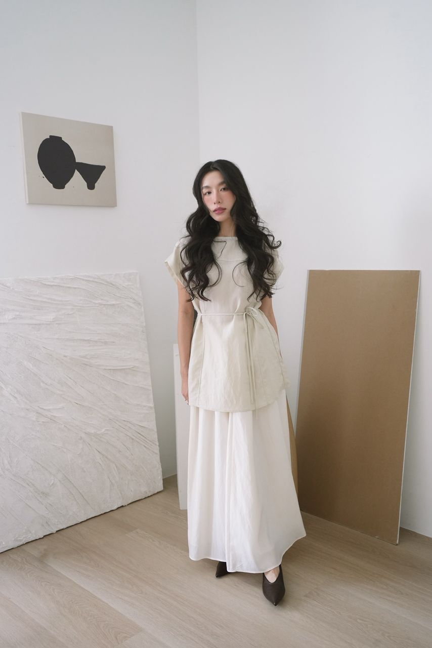 Loose Cotton-Linen Skirt Set