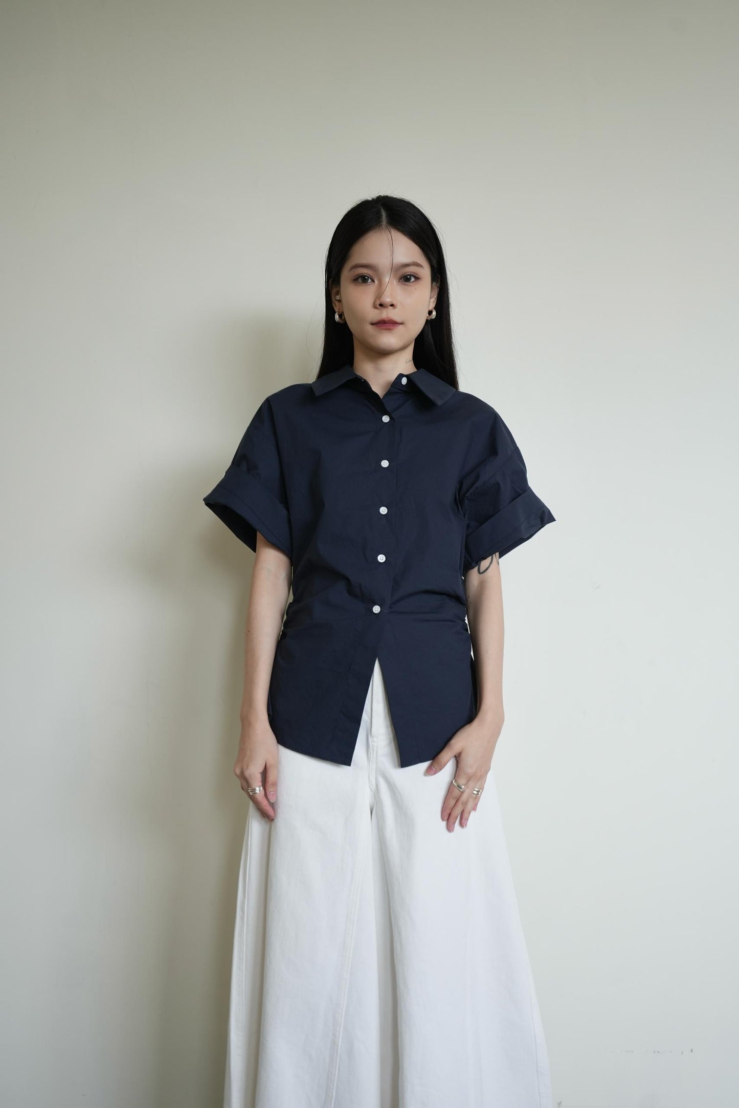 Button Front Slim Blouse
