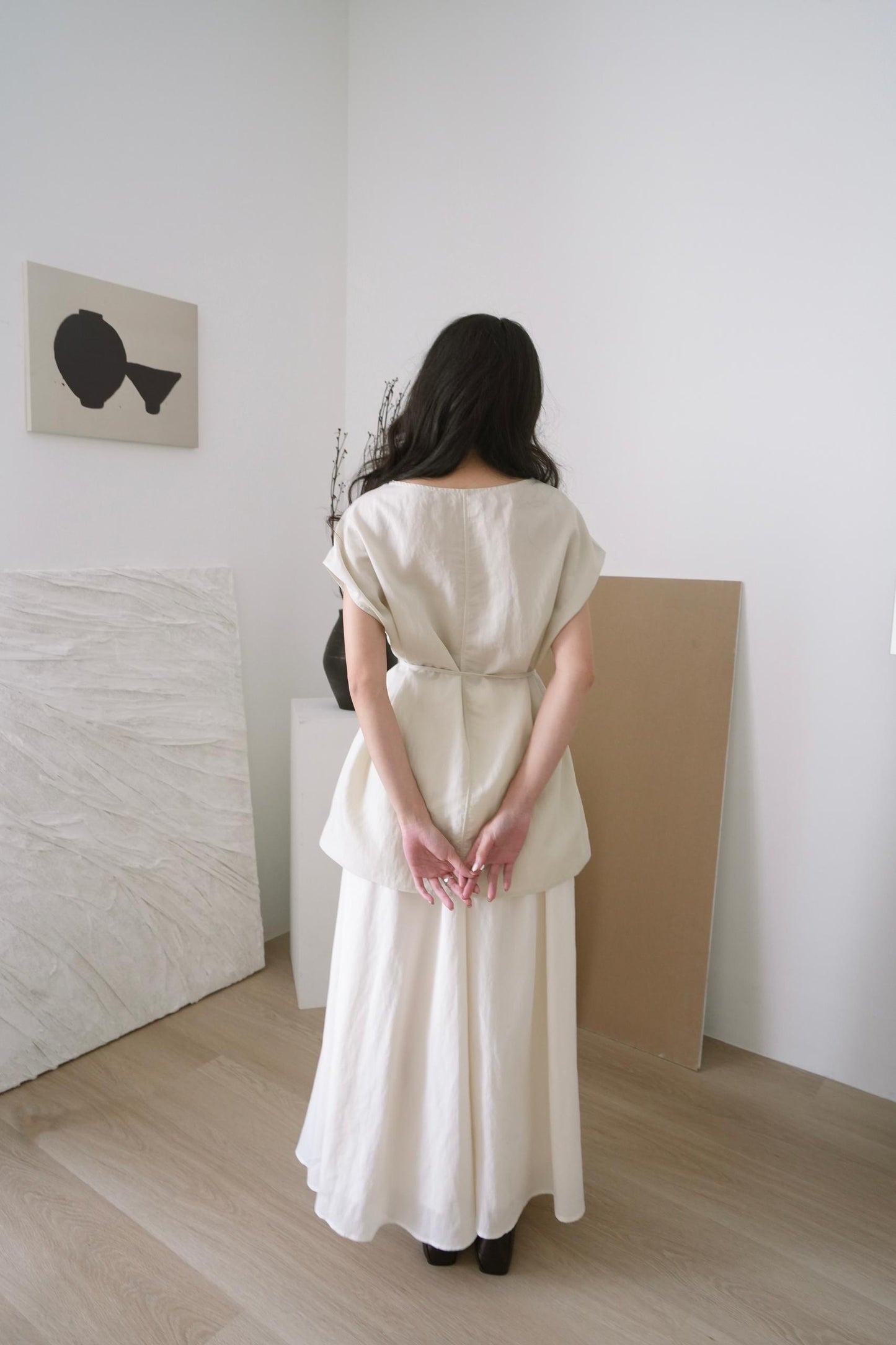 Loose Cotton-Linen Skirt Set