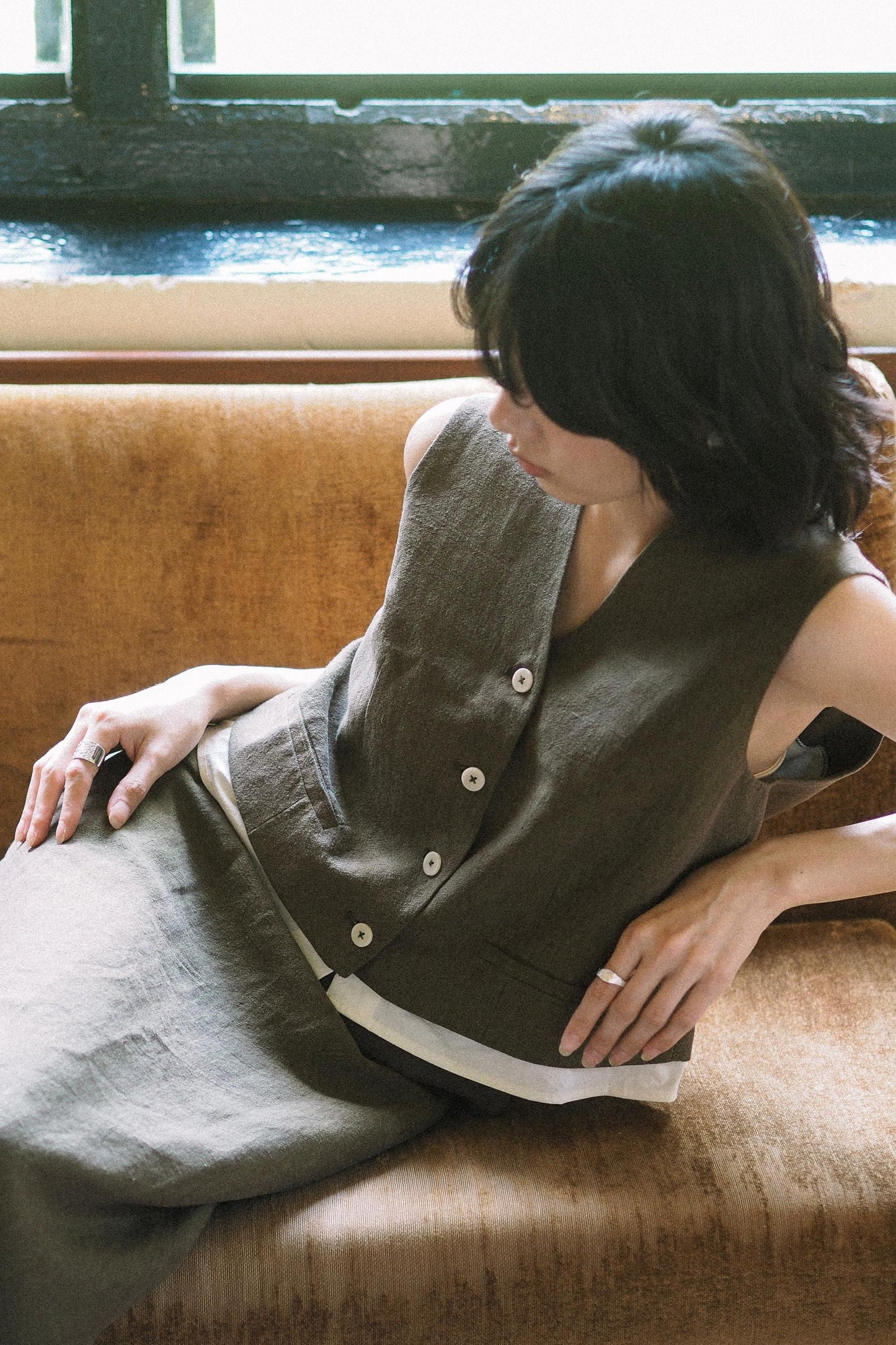 Cotton-Linen Sleeveless With Skirt