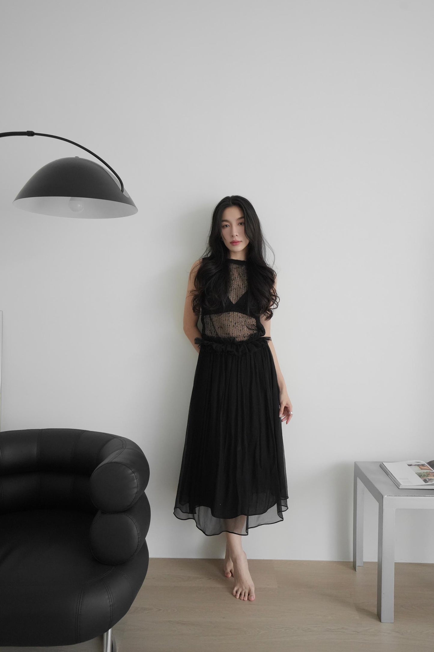 Lace Sleeveless Dress With Belt