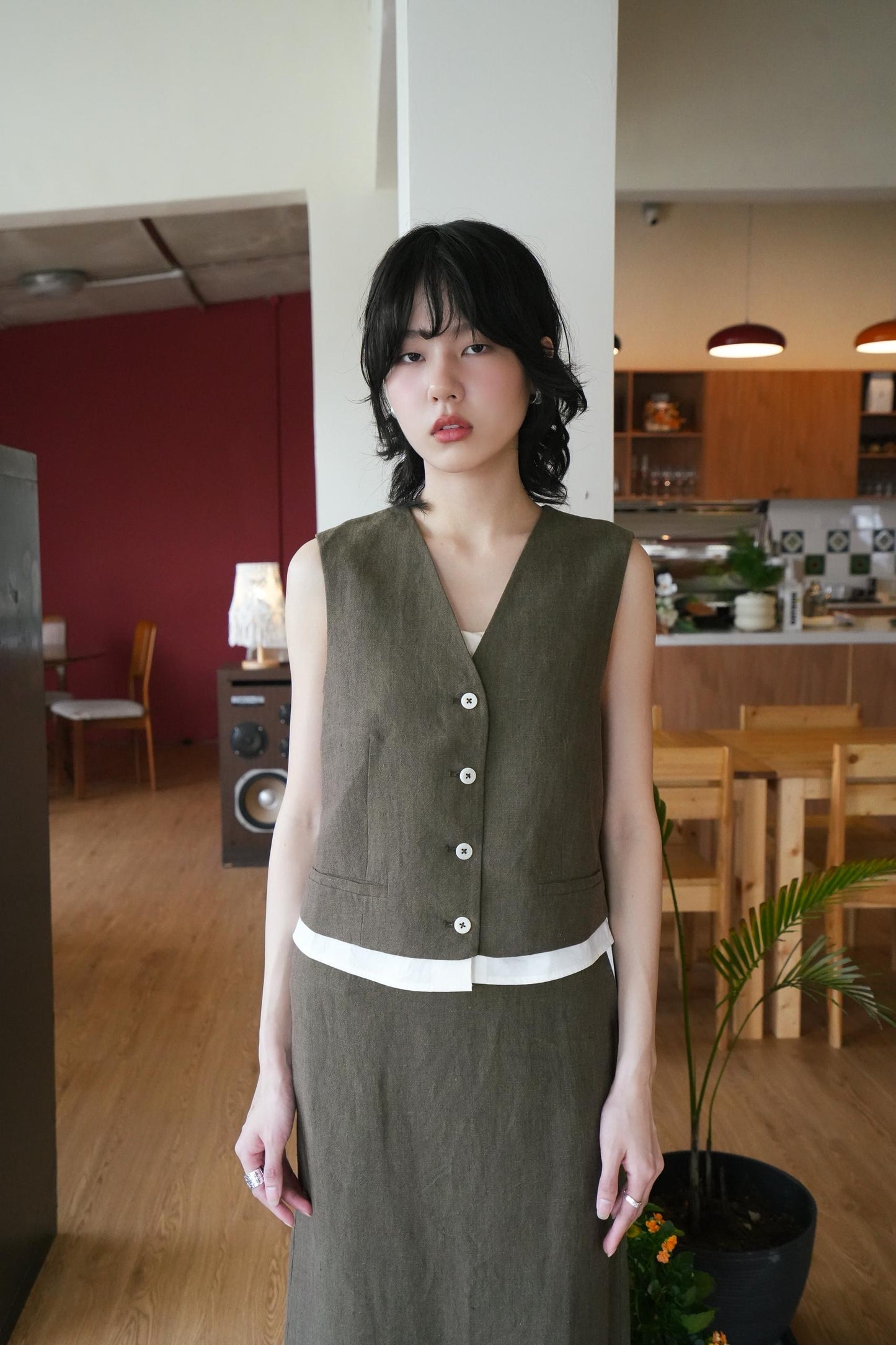 Cotton-Linen Sleeveless With Skirt