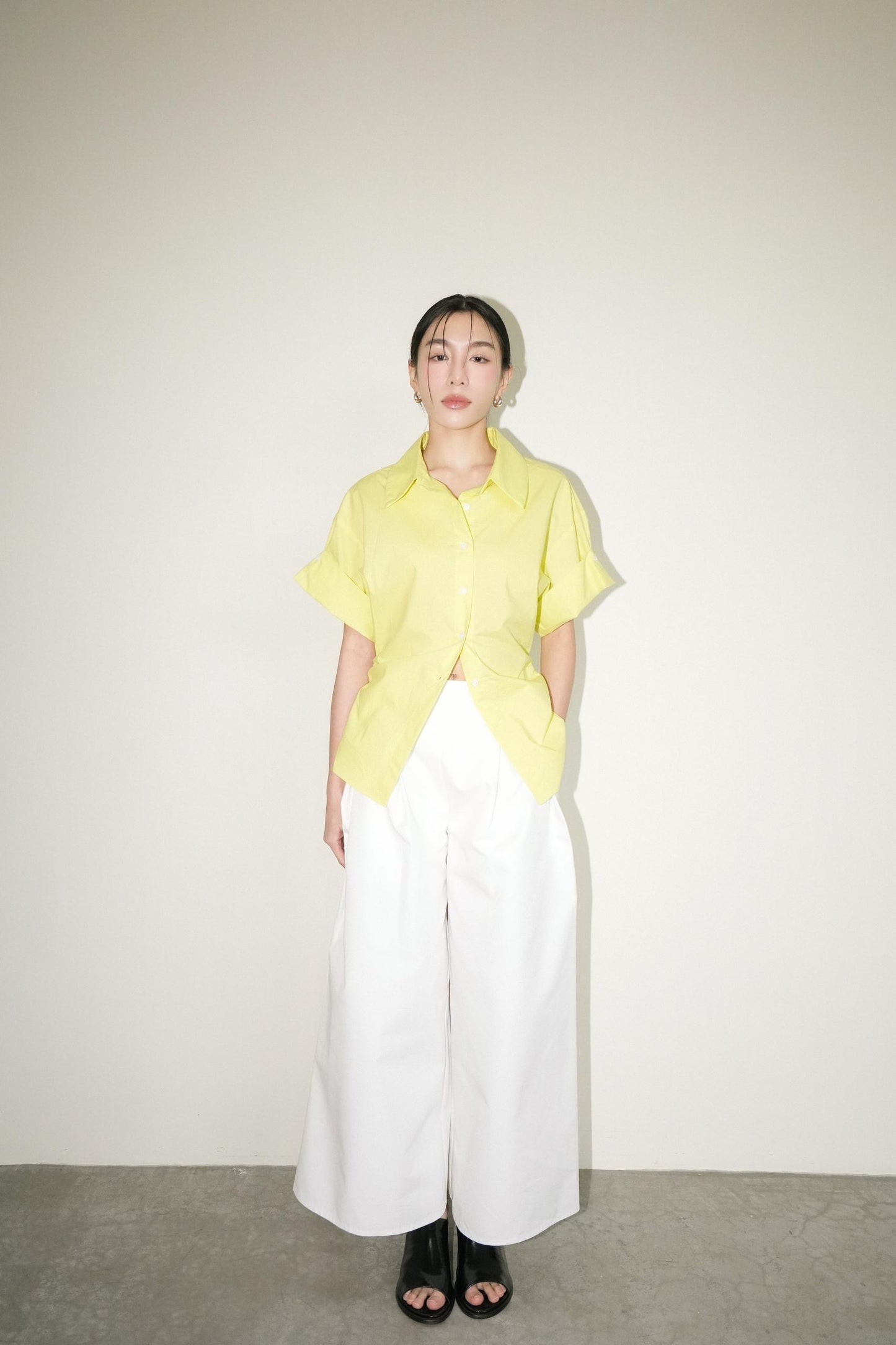 Button Front Slim Blouse