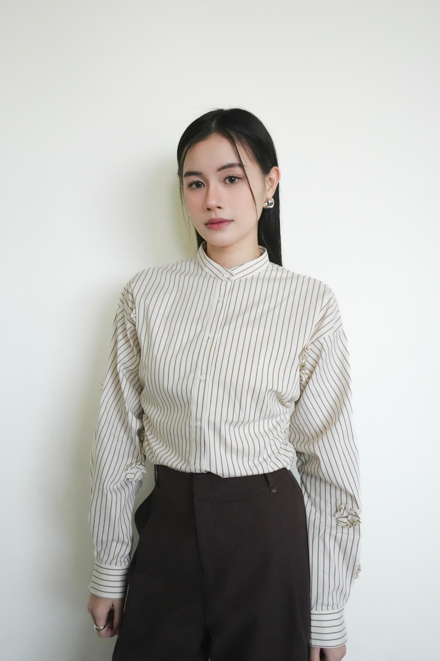 Striped Shirt With 3D Floral Design