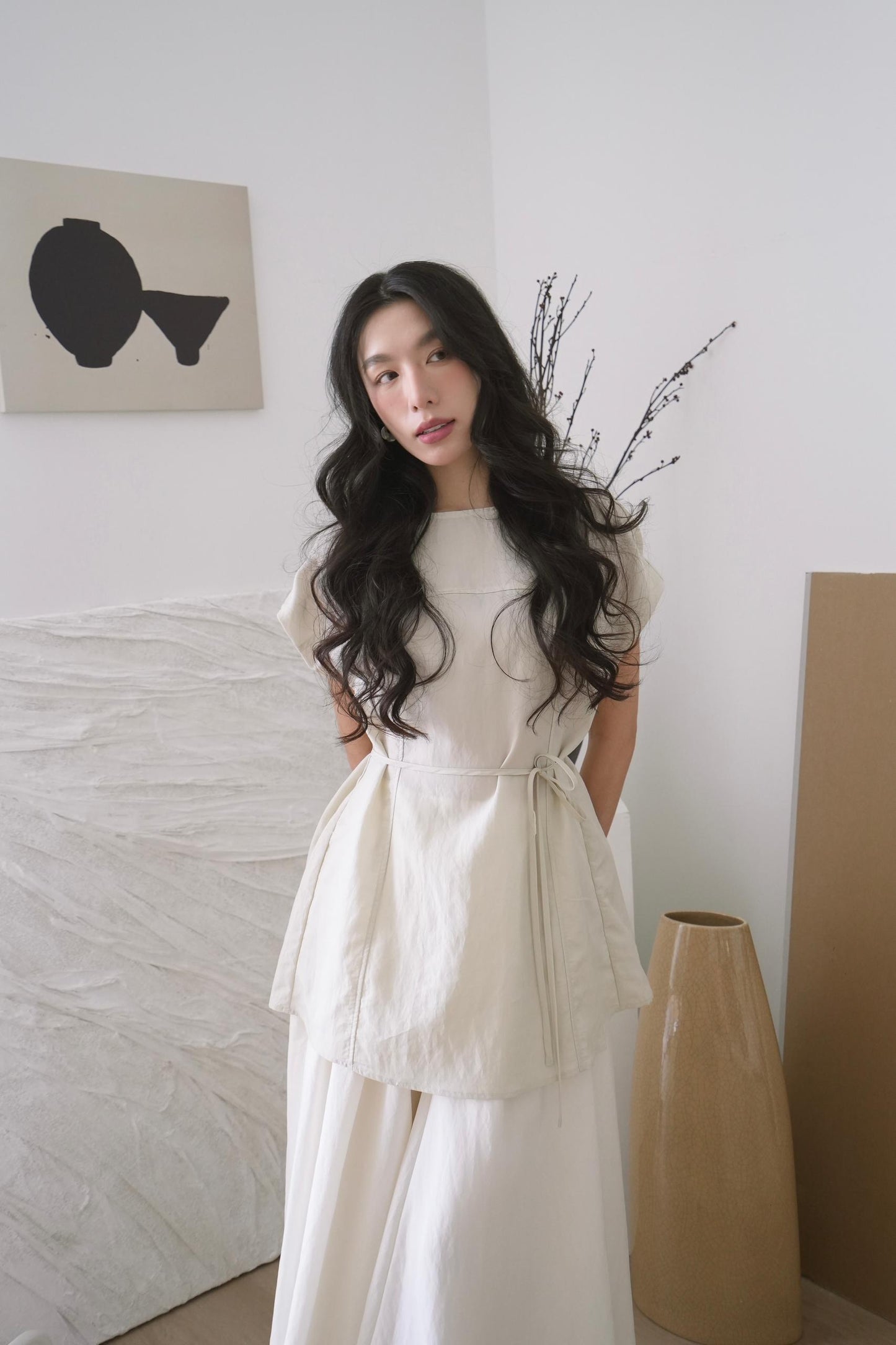 Loose Cotton-Linen Skirt Set