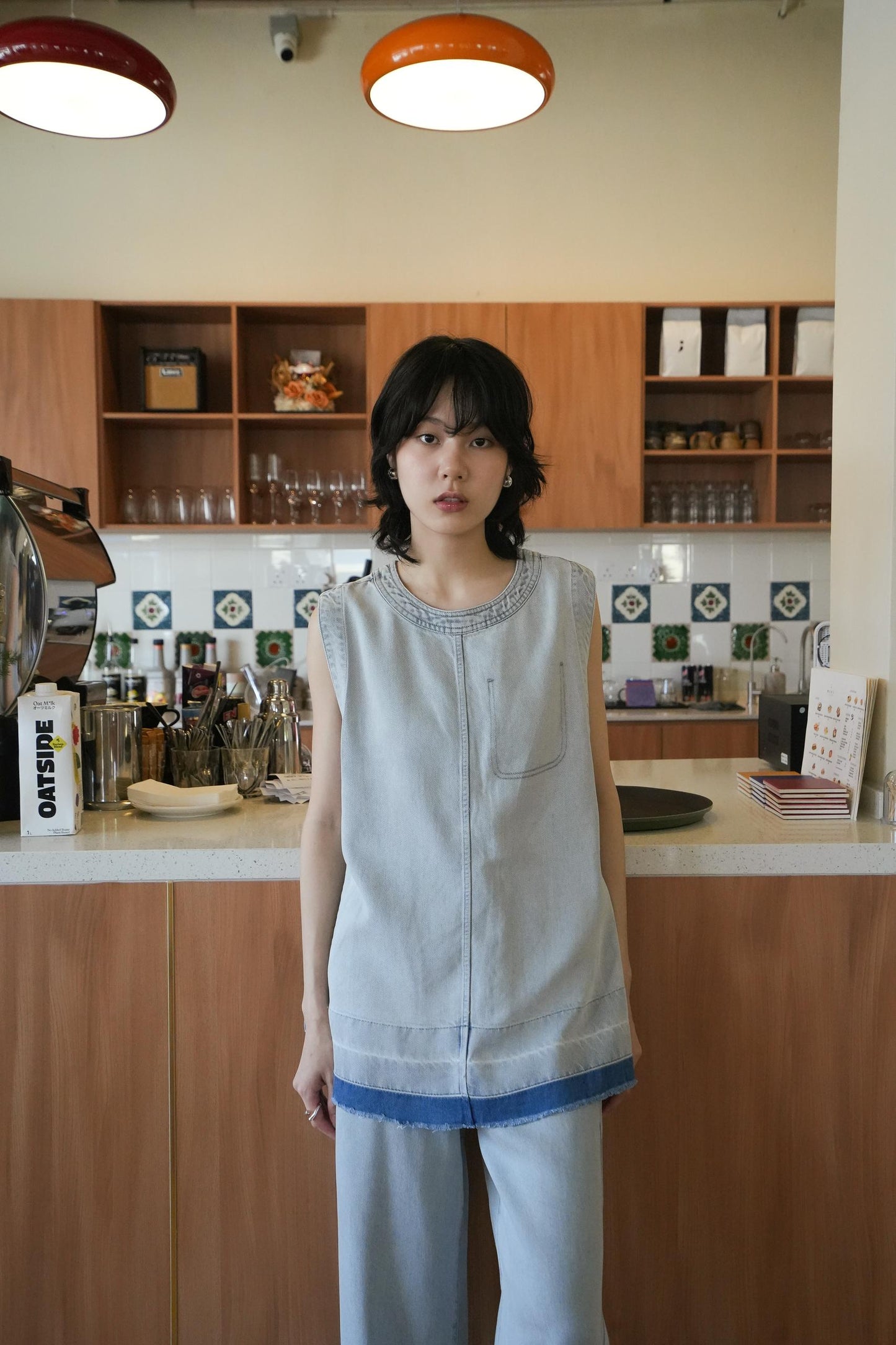 Sleeveless Denim Top With Pants