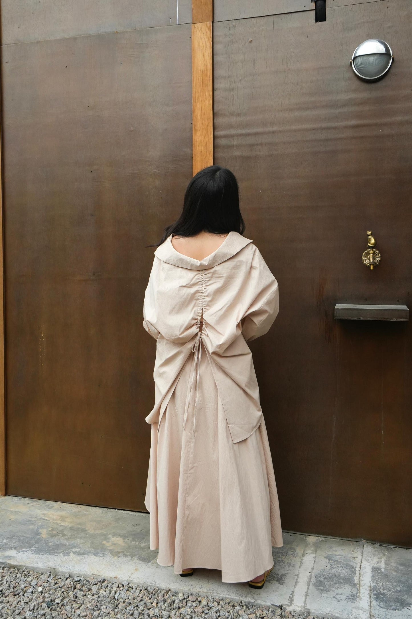 Loose Shirt Drawstring Skirt Set