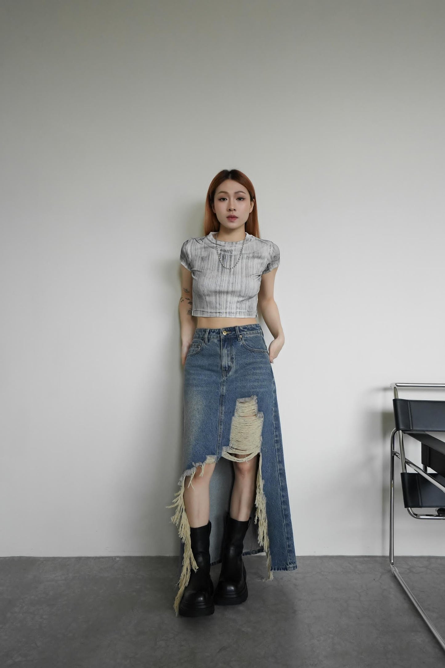 Vintage Rips Jeans Skirt