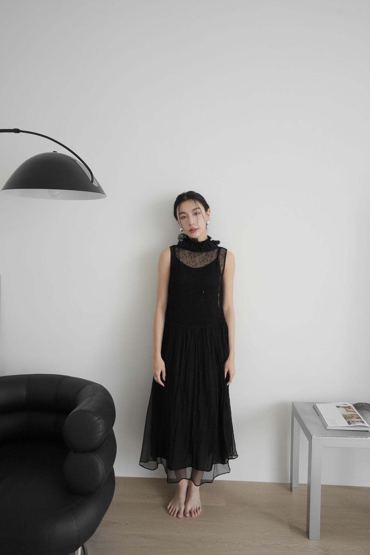 Lace Sleeveless Dress With Belt