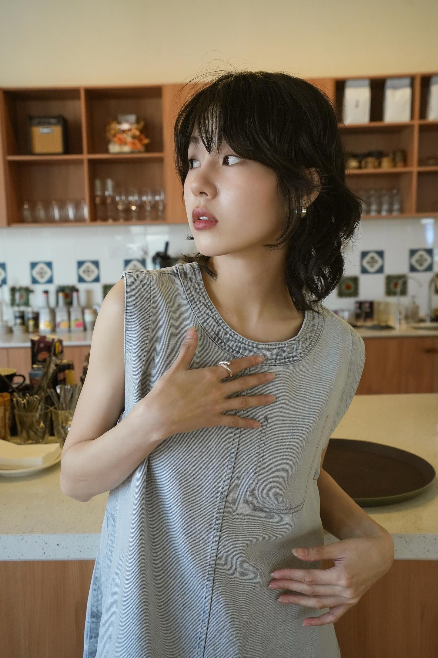 Sleeveless Denim Top With Pants