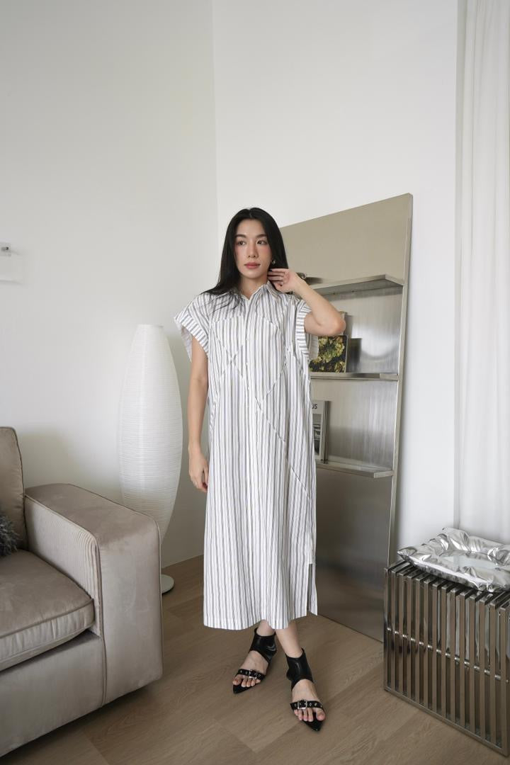 Striped Cap Sleeve Dress