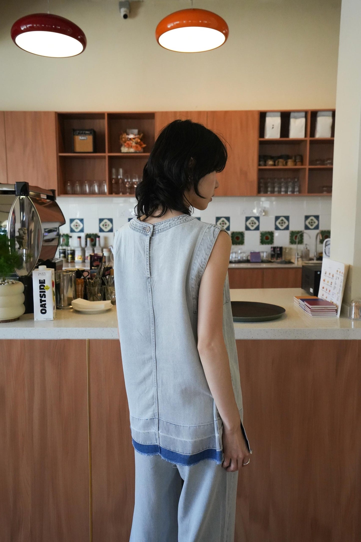 Sleeveless Denim Top With Pants