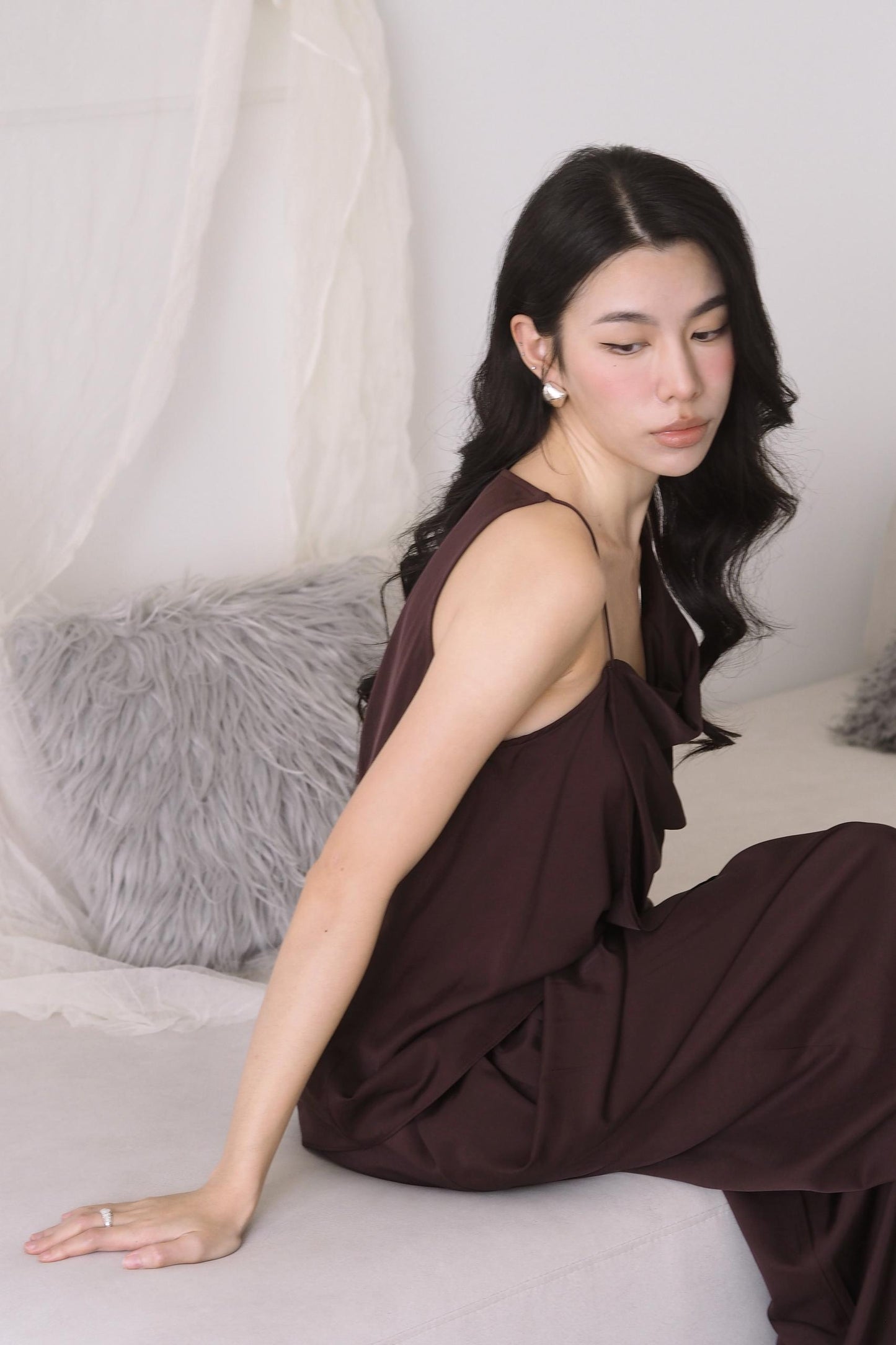 Silk Sleeveess Satin Top Pants Set