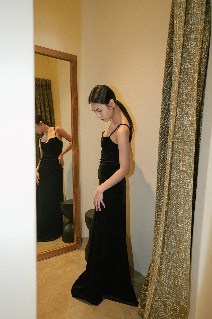 Velvet Backless Skirt Set