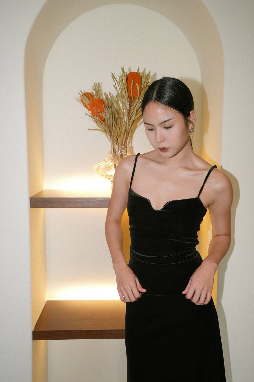 Velvet Backless Skirt Set