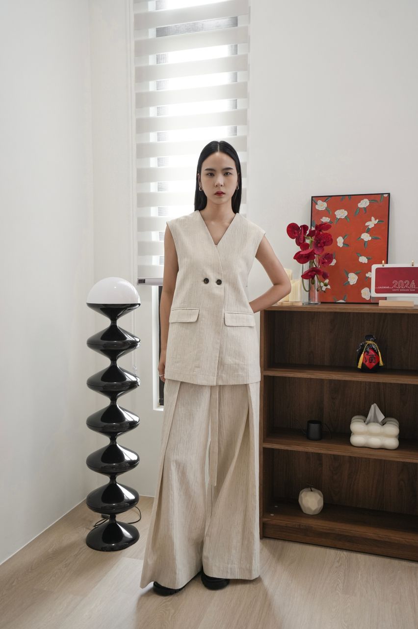 Cotton Linen Vest Set With Pants