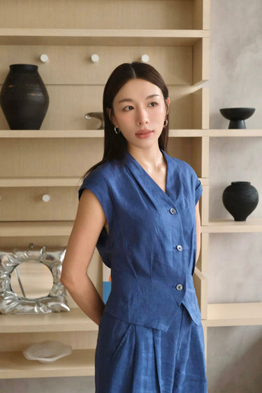 Linen Sculpted Vest Top