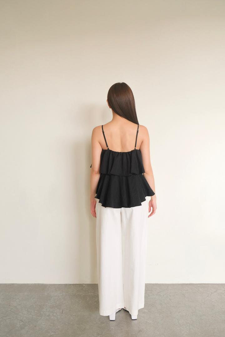 Layered-Ruffle Sleeveless Camisole Top