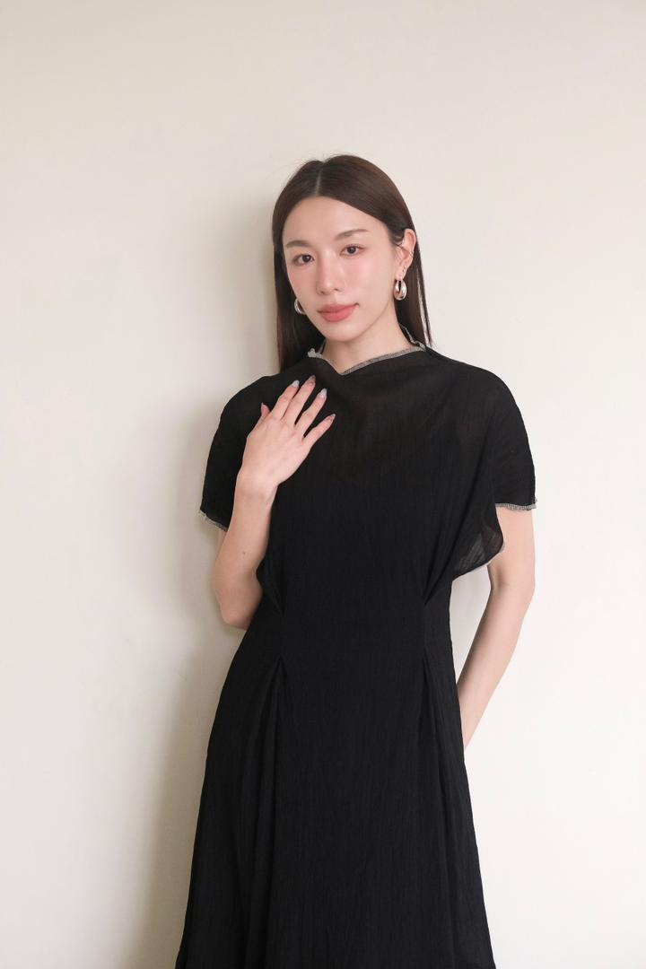 Sheer-Layered Midi Dress