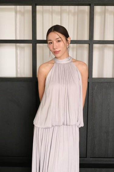 Pleated Satin Halter Set