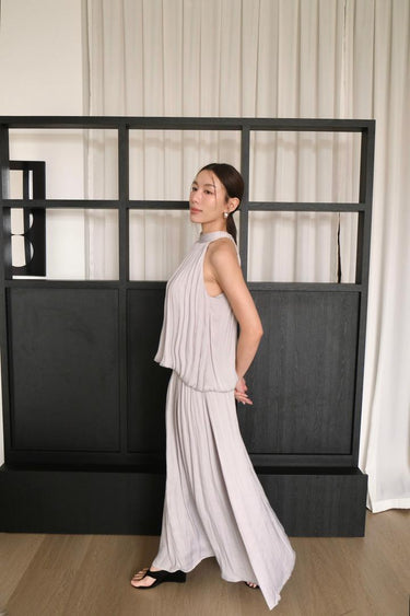 Pleated Satin Halter Set