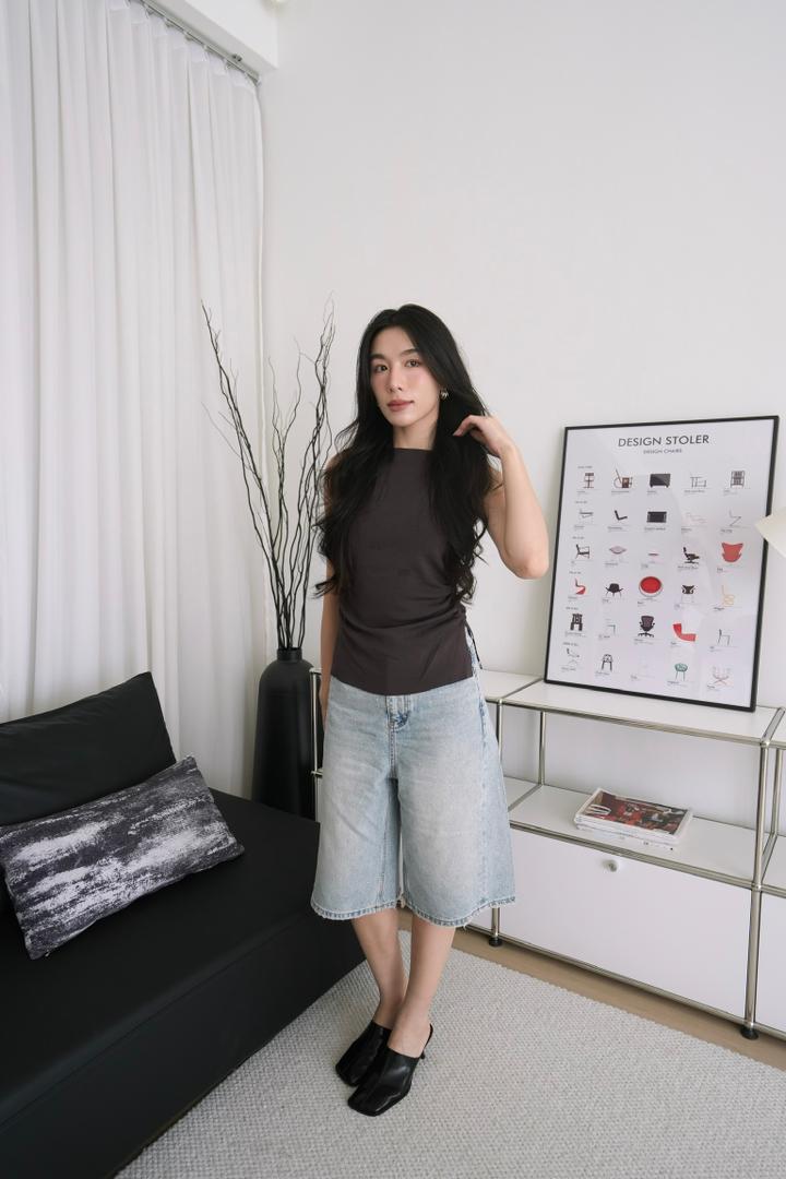 Rhinestone-studded Denim Short