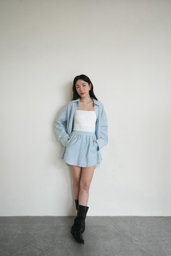 Pleated fabric Shirt Set