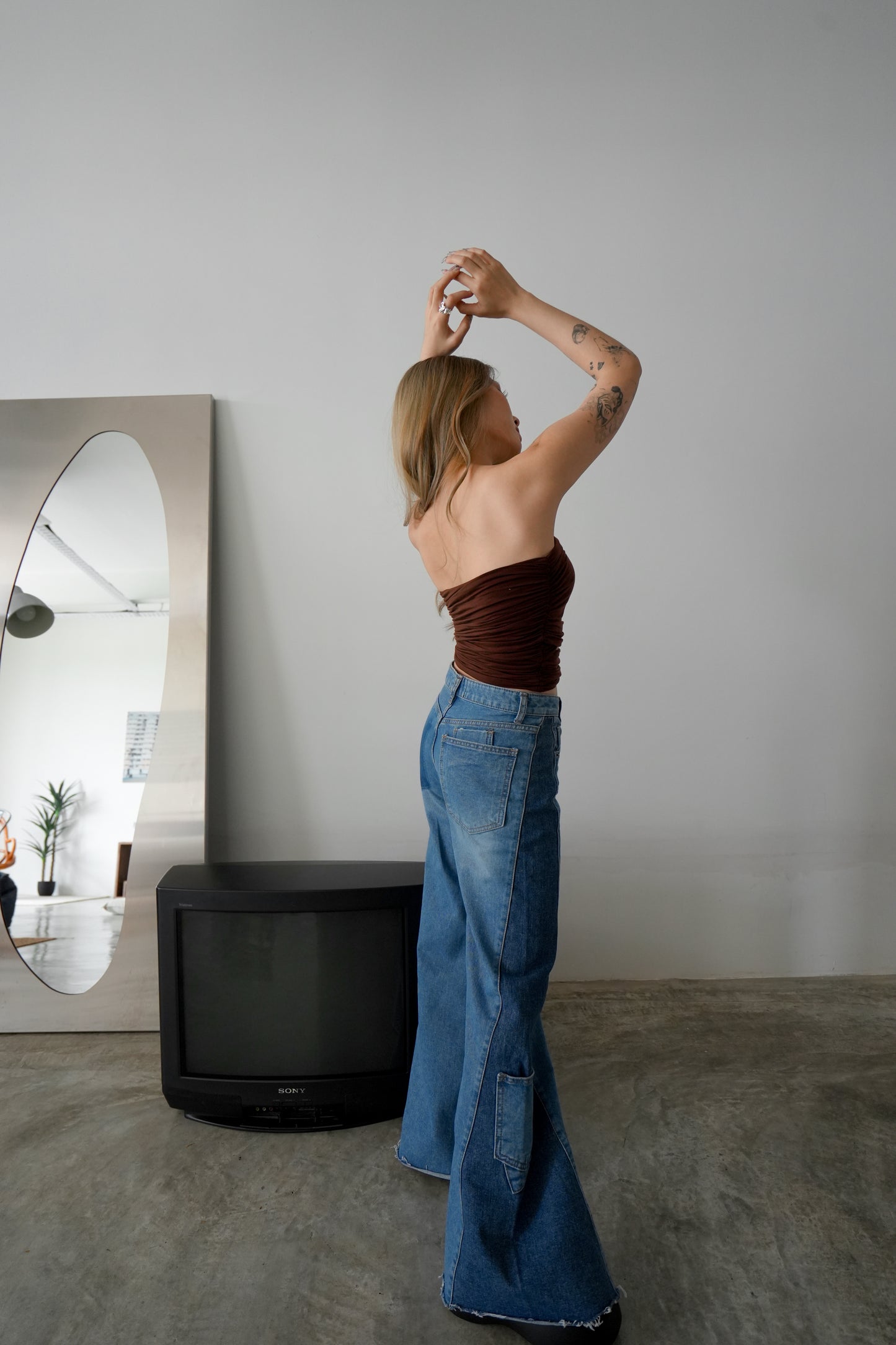 Boot Cut Denim Trousers