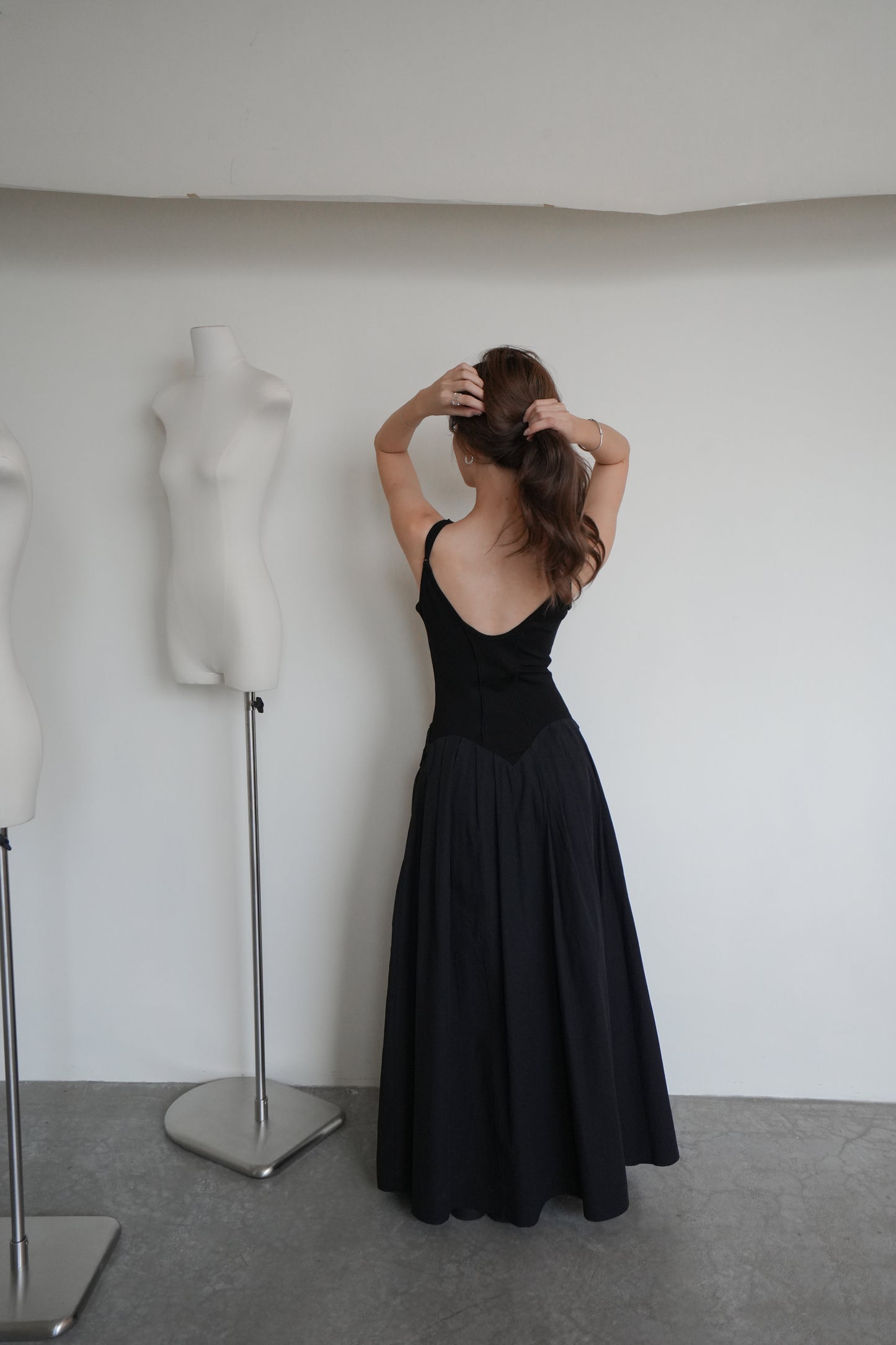 Eleant retro waist black fitted dress