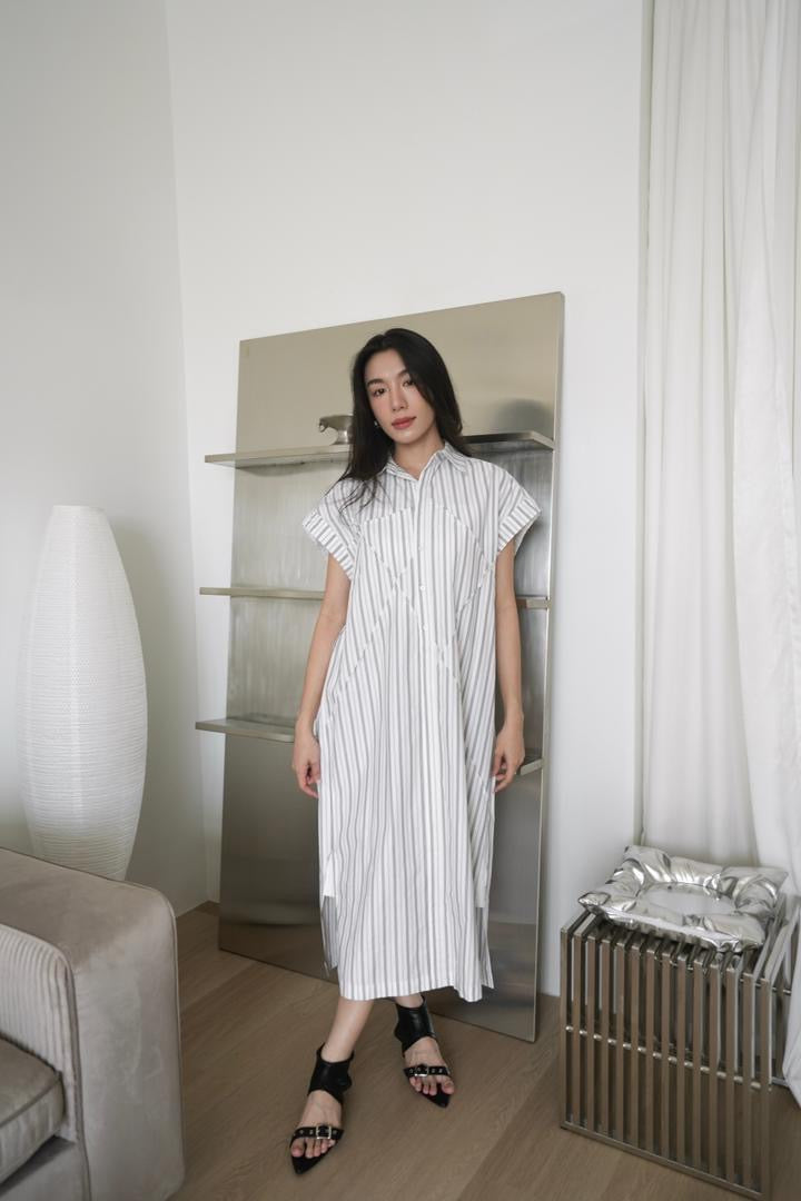 Striped Cap Sleeve Dress