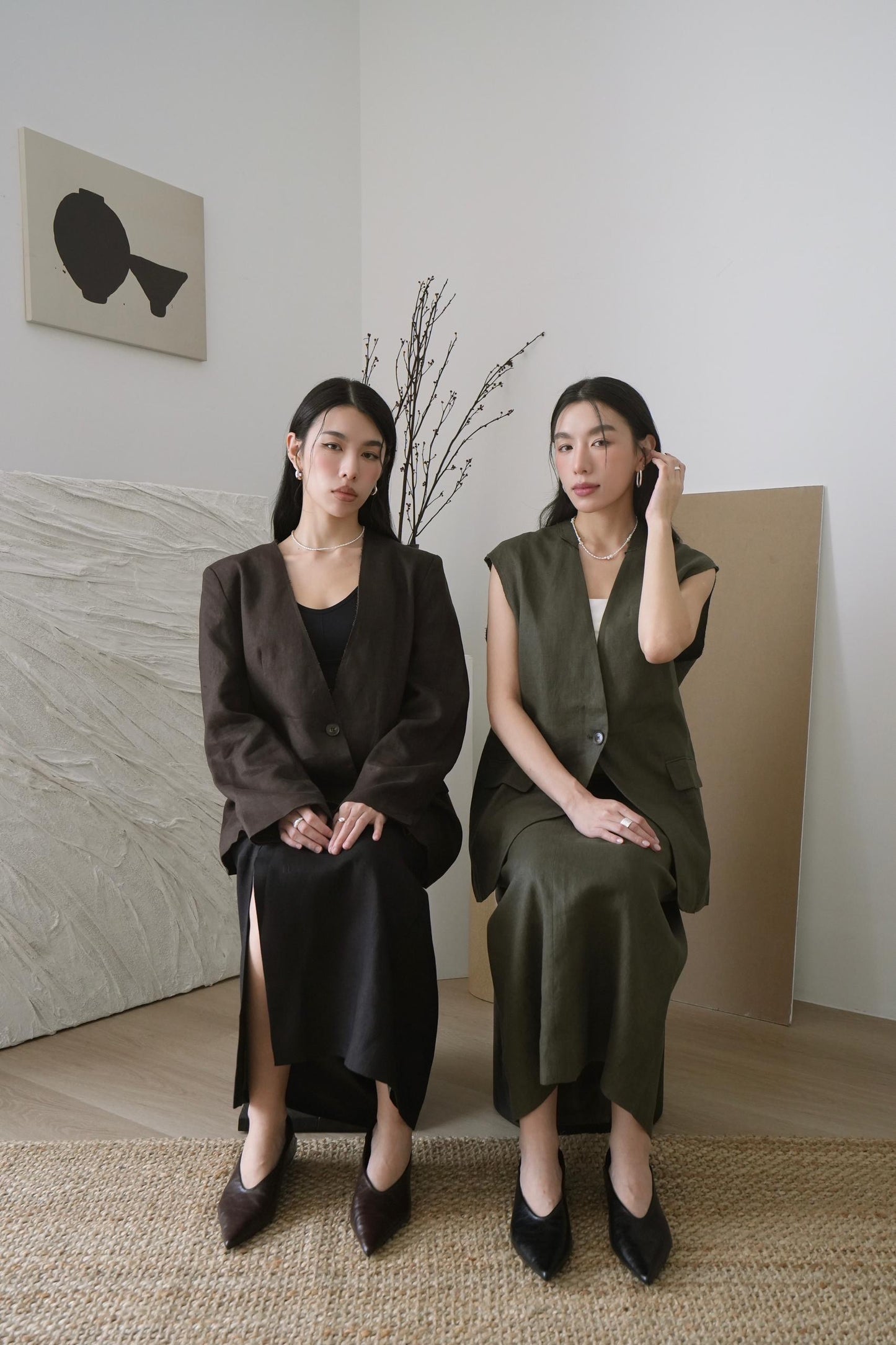 Cotton-Linen V-neck Blazer