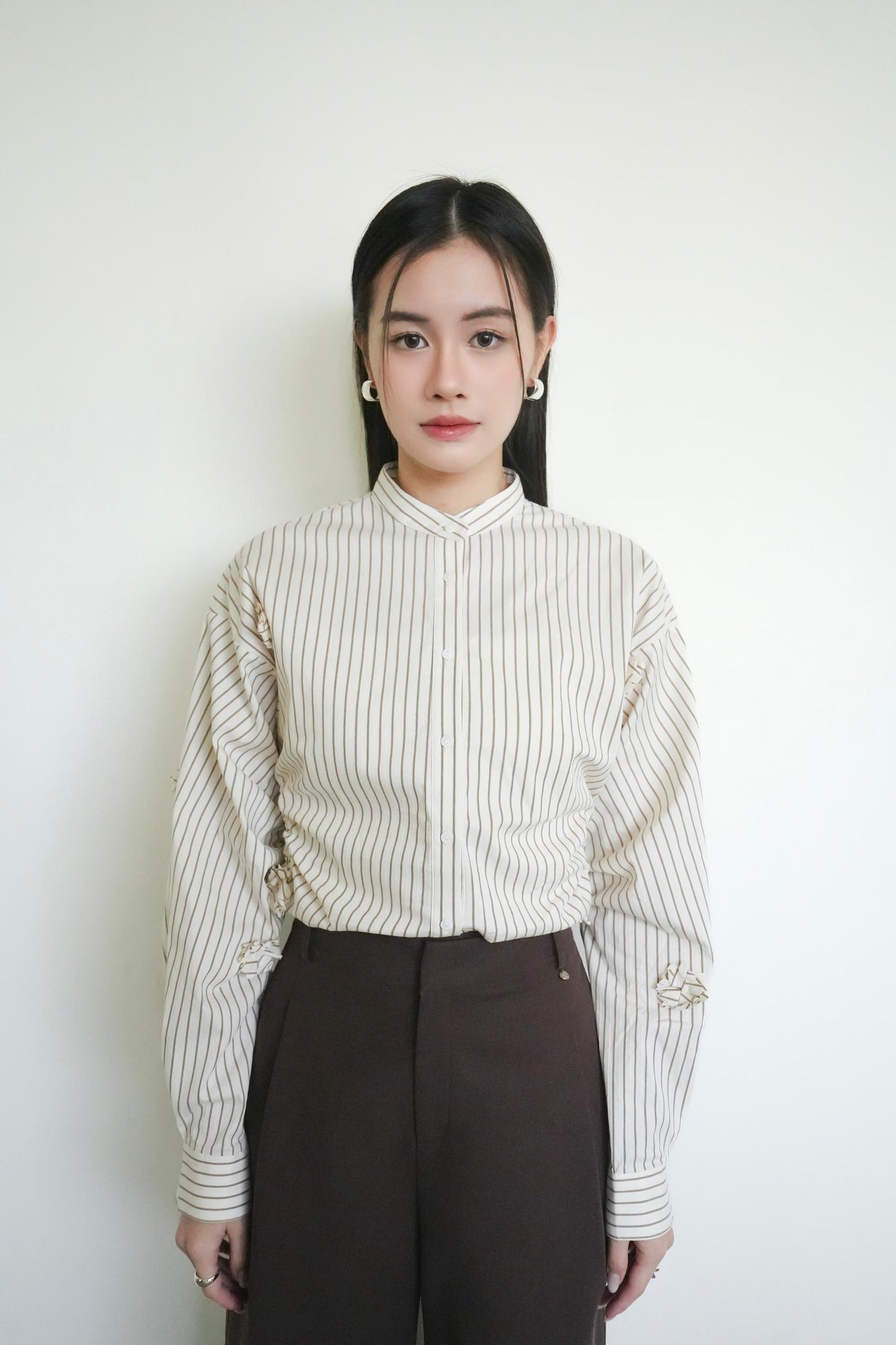Striped Shirt With 3D Floral Design