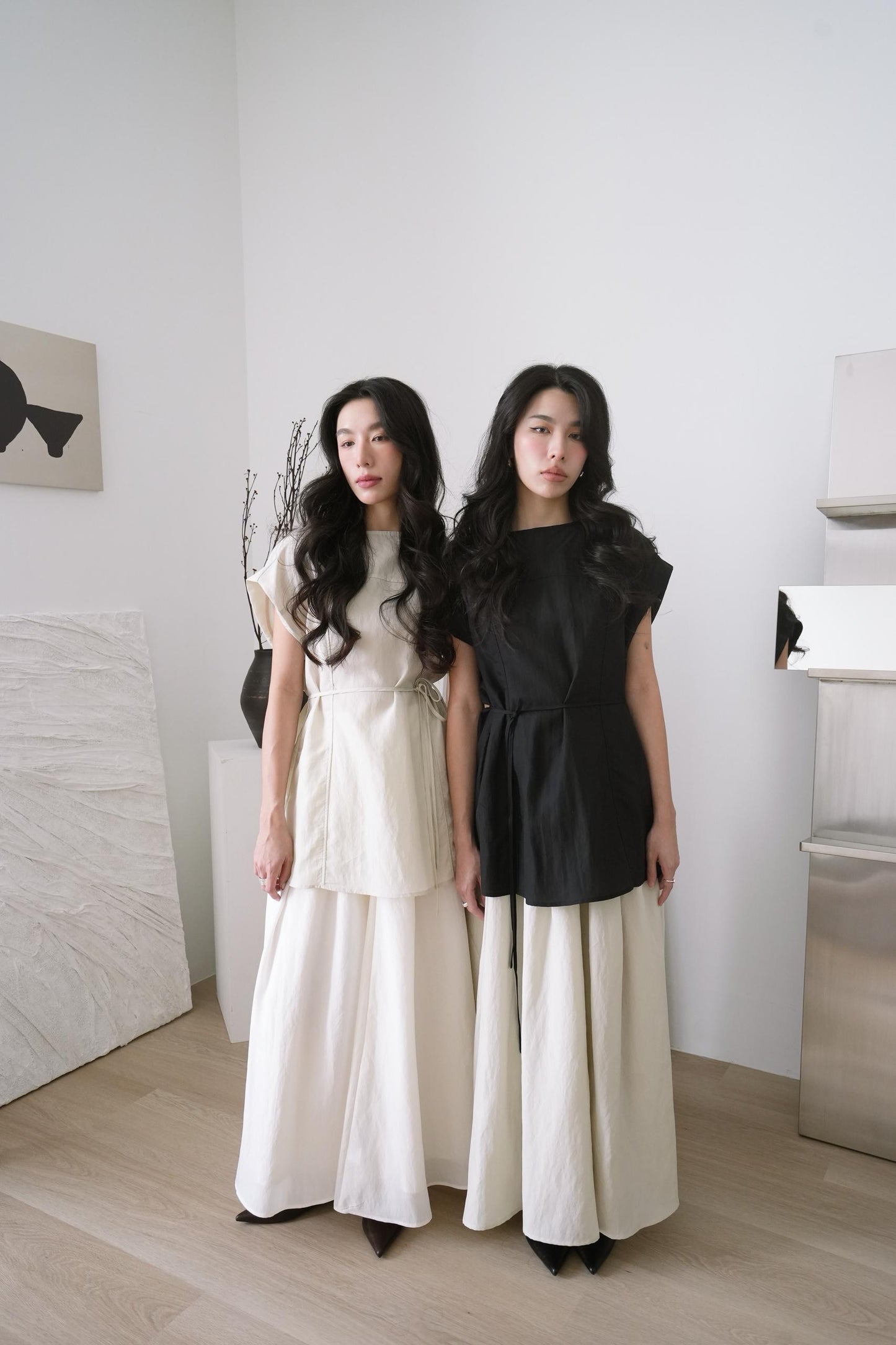 Loose Cotton-Linen Skirt Set
