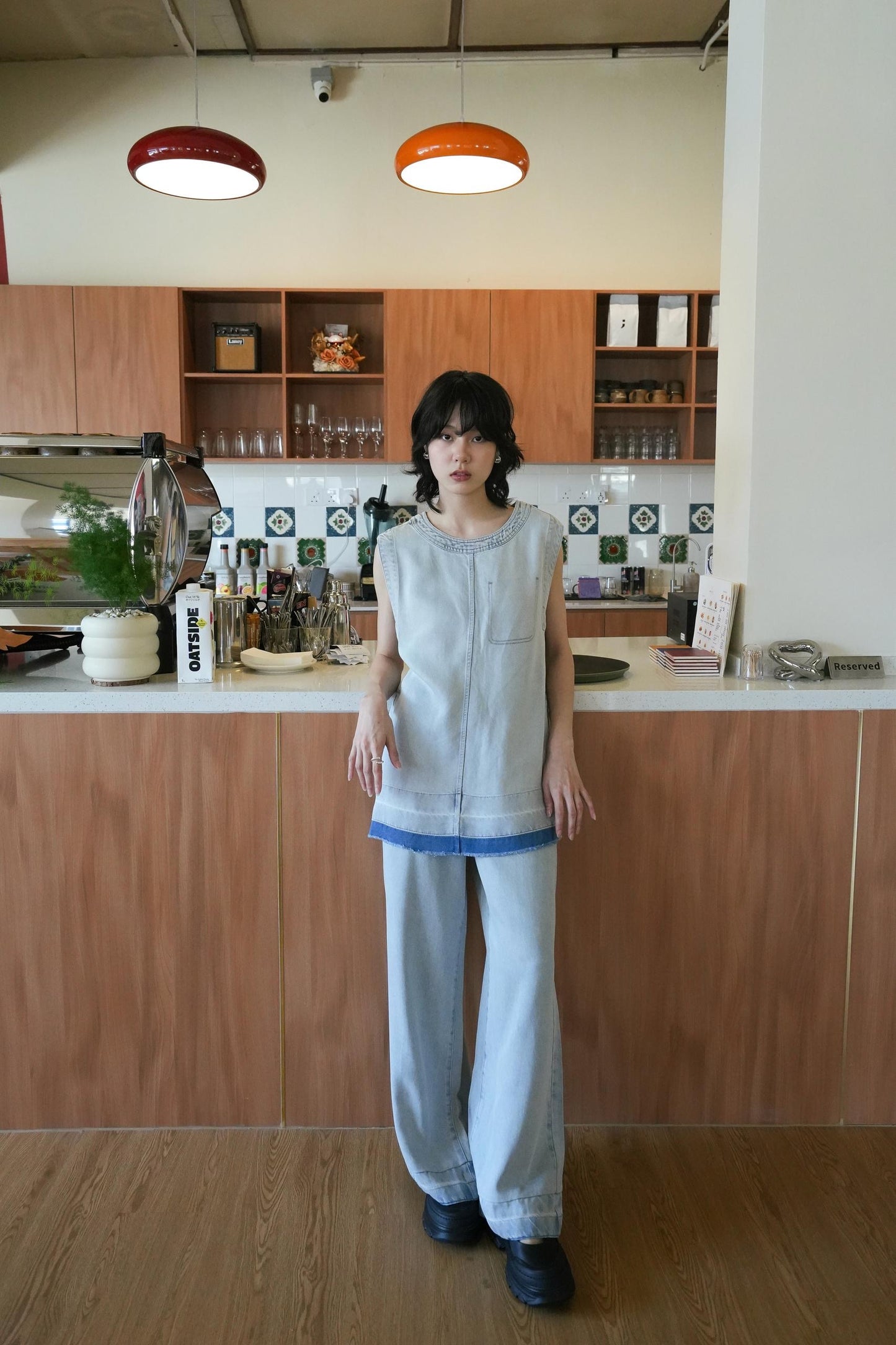 Sleeveless Denim Top With Pants