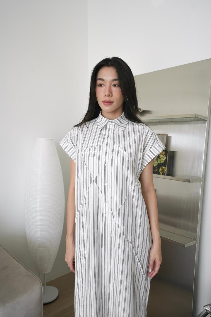 Striped Cap Sleeve Dress