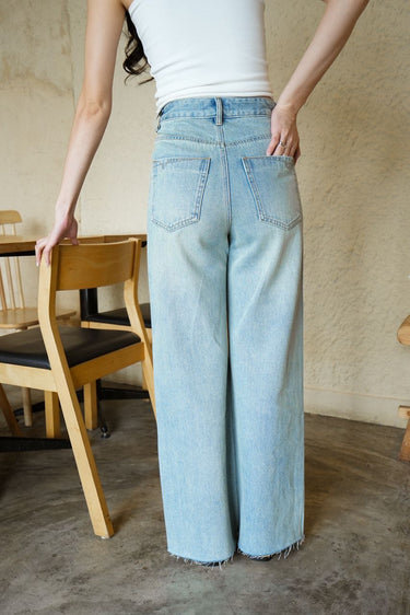 Rhinestone-studded Denim Pants