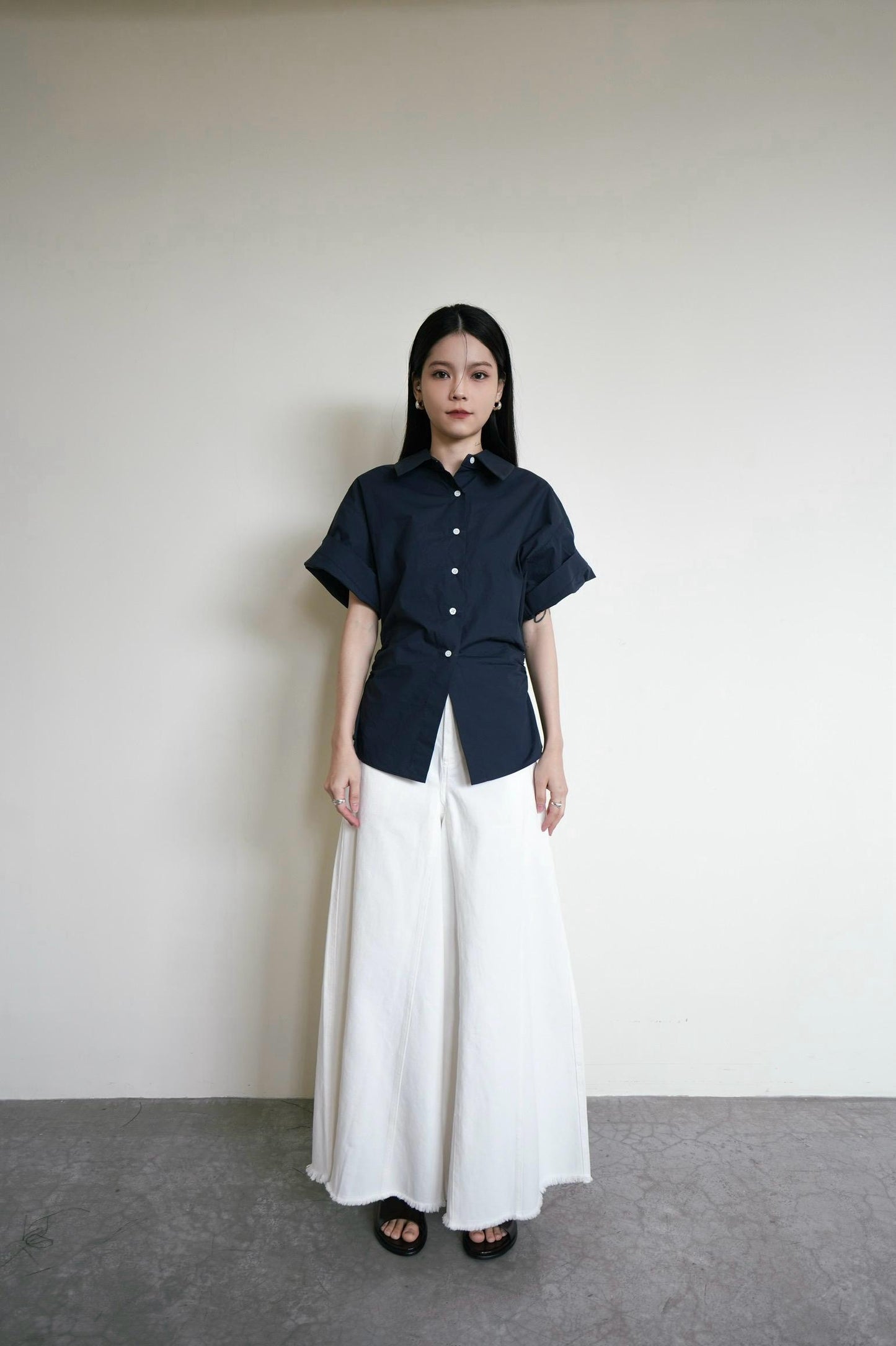 Button Front Slim Blouse