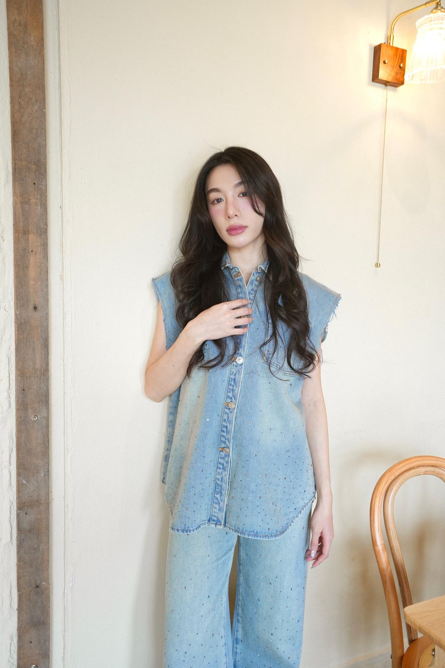 Rhinestone Denim Vest
