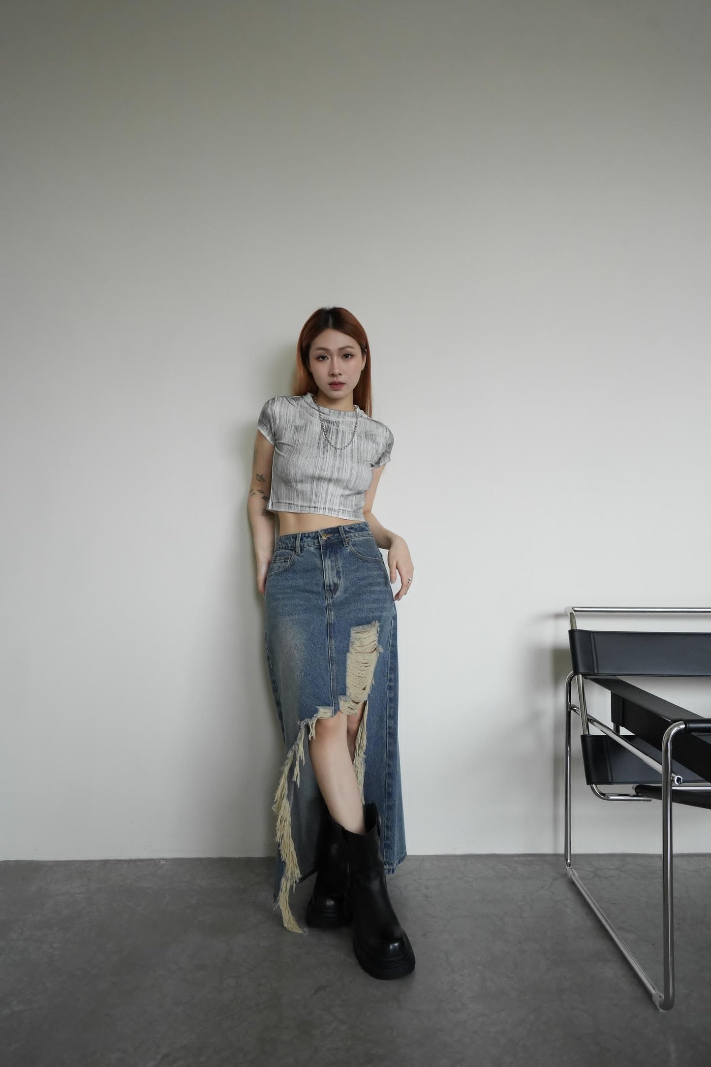 Vintage Rips Jeans Skirt