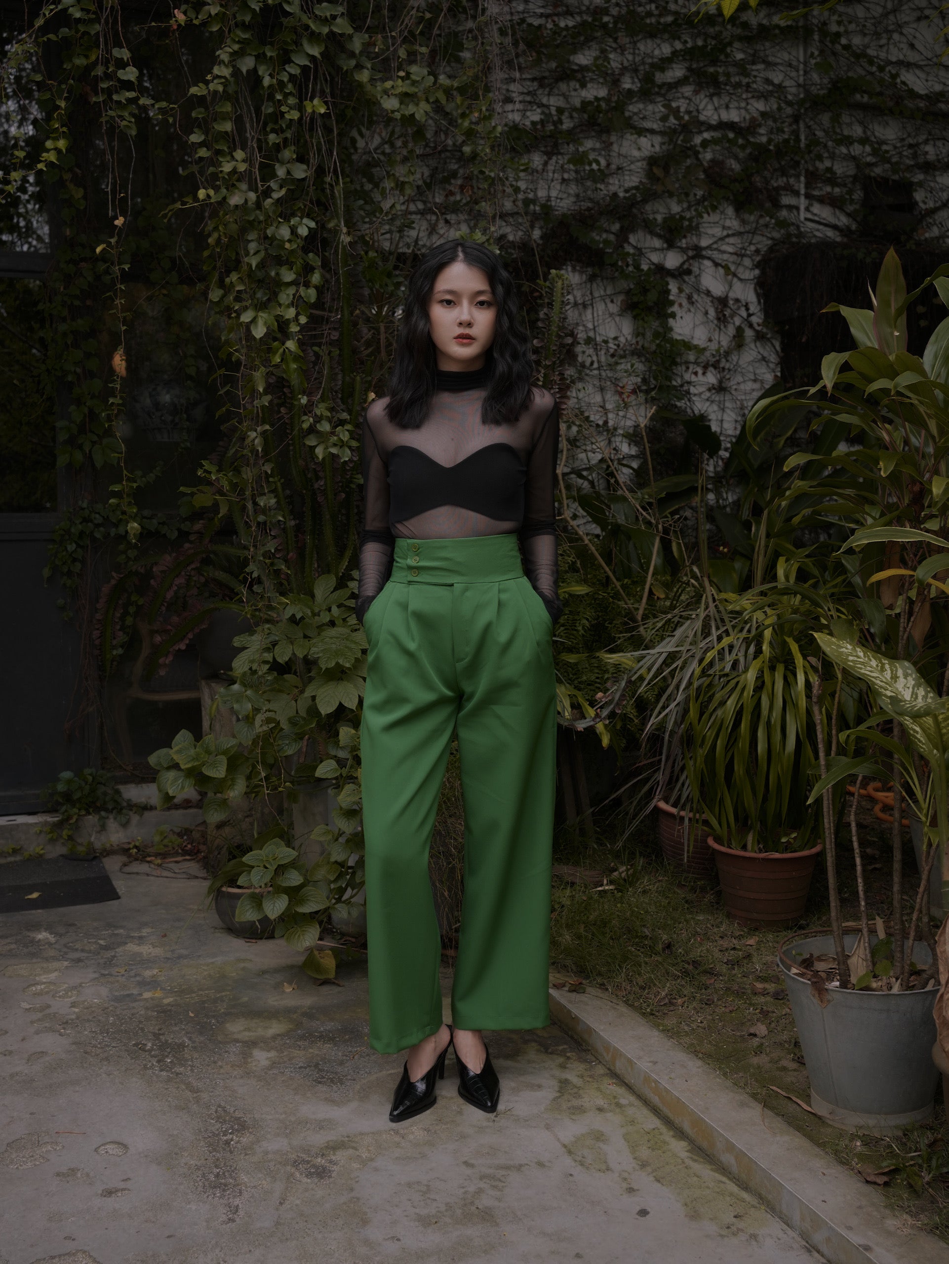 Rora Mesh Long Sleeve Top (Chrome Blue)