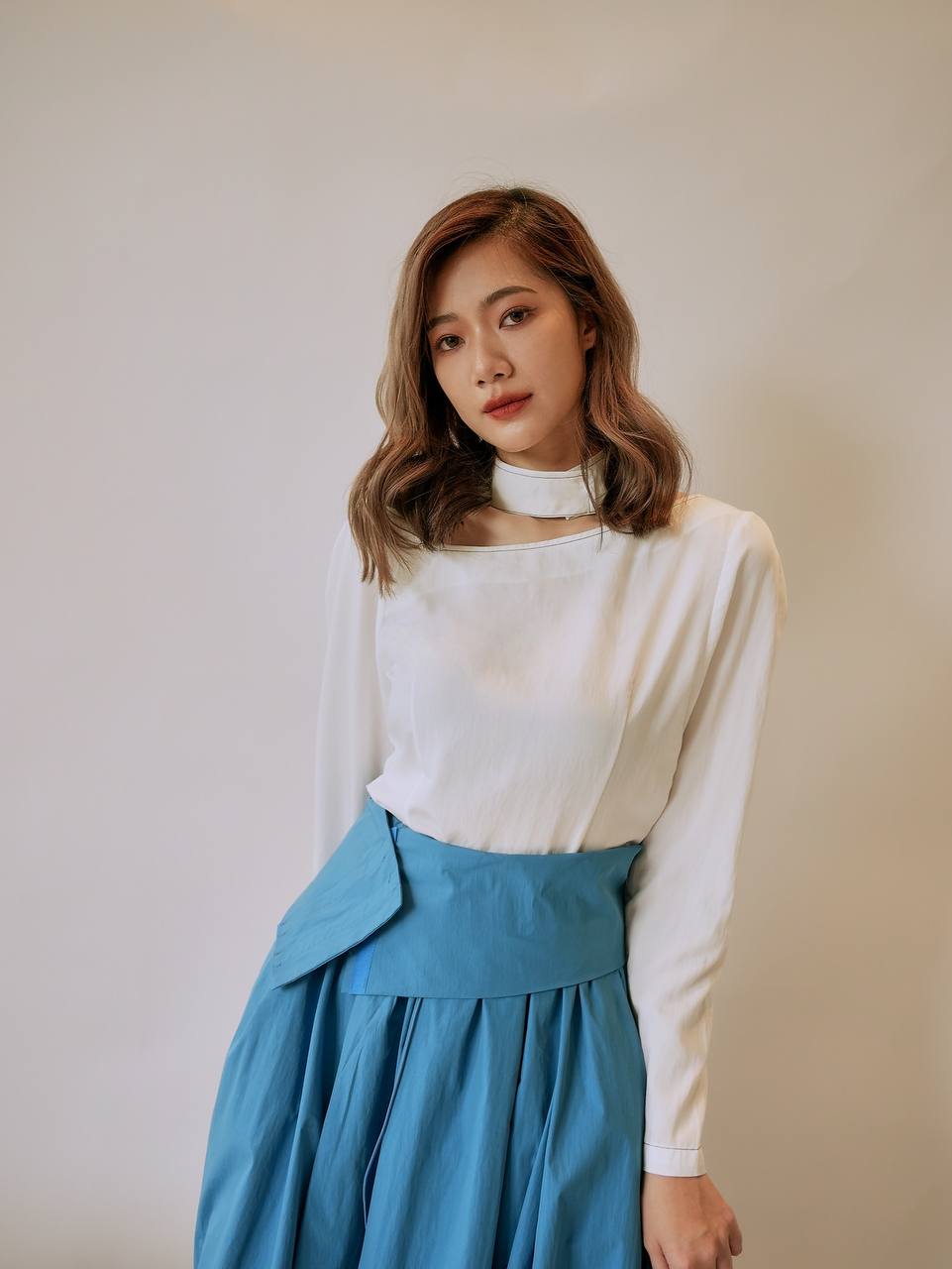 Frill Trim Tie Neck Blouse