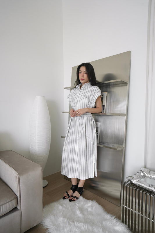 Striped Cap Sleeve Dress