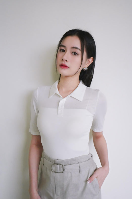 Cotton-linen pencil skirt with belt