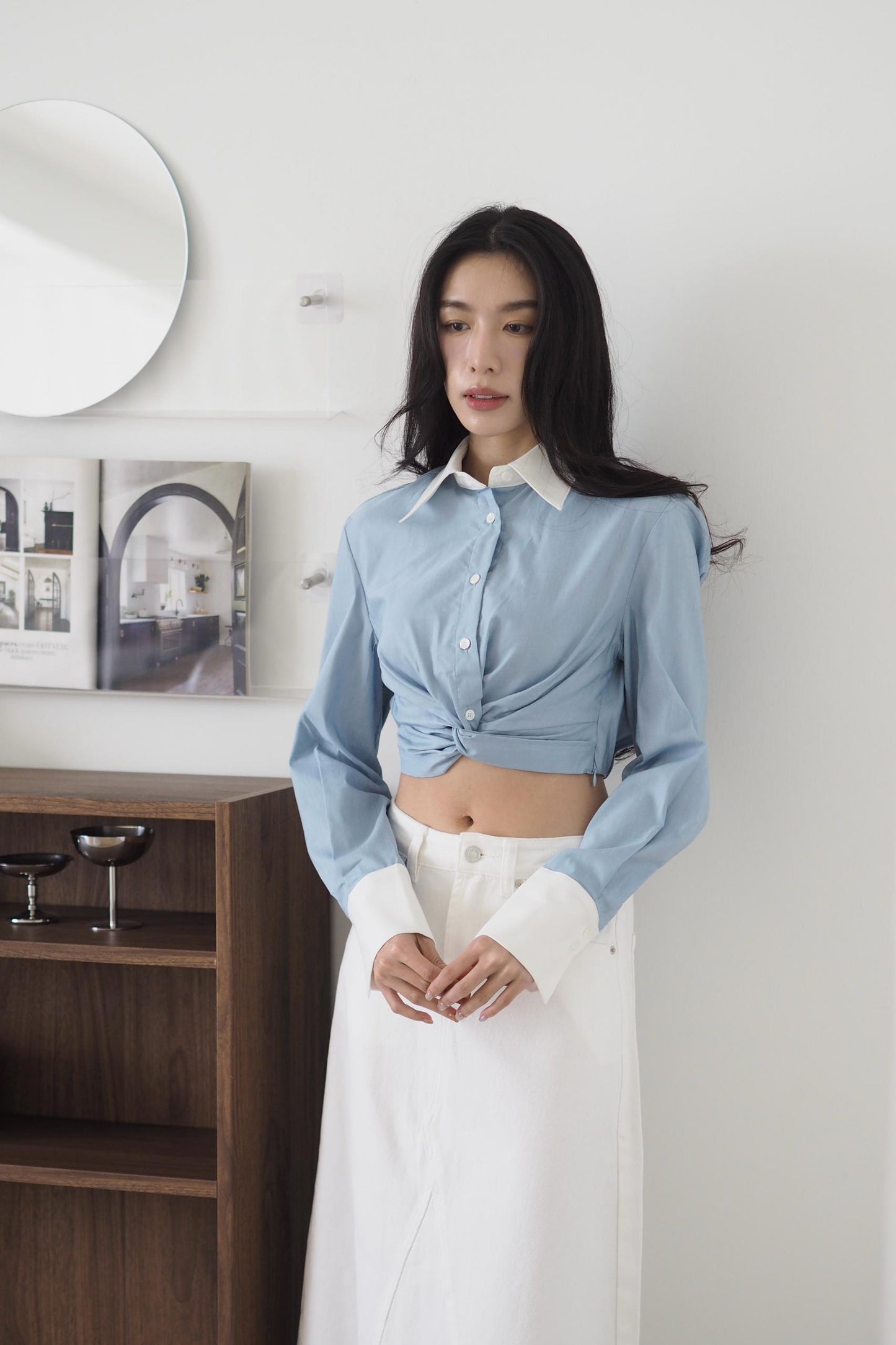 Preppy Style Cropped Shirt