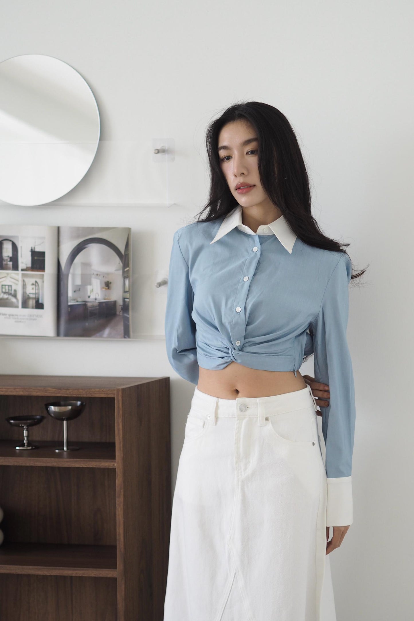 Preppy Style Cropped Shirt