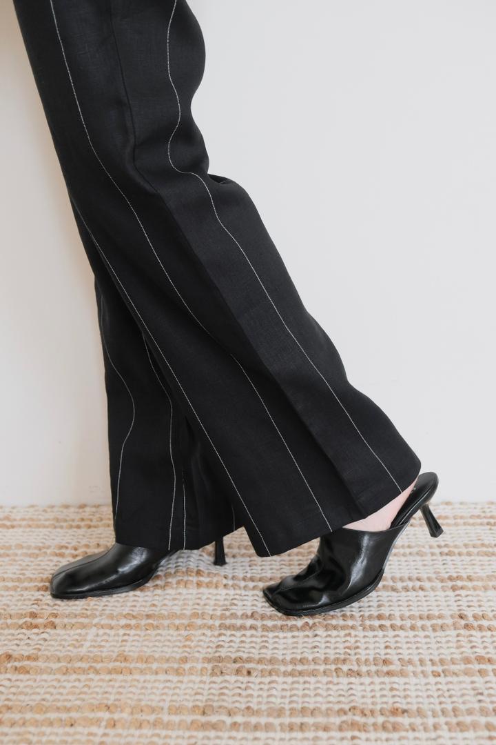 Pinstripe Collarless Blazer Set