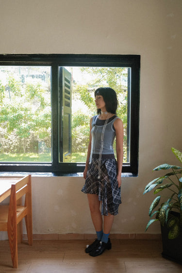 Faux Two-Piece Sleeveless Top