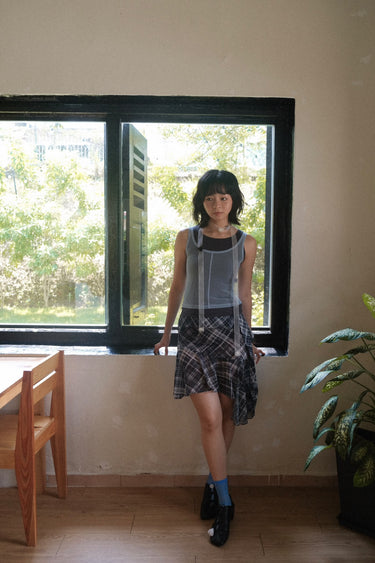 Plaid Uneven Hem Skirt