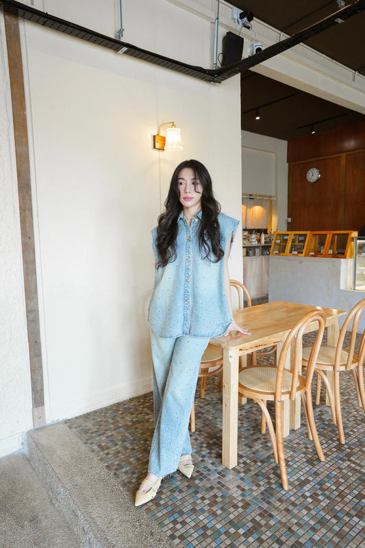 Rhinestone Denim Vest