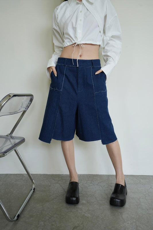 Linen Denim Short Pants